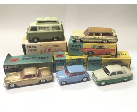 A collection of Corgi toys consisting of a boxed Studebaker Golden Hawk No.211, a boxed Morris Mini Minor No. 226, a boxed Fo