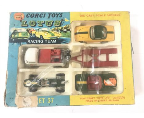 A corgi toys Lotus racing team set. Boxed