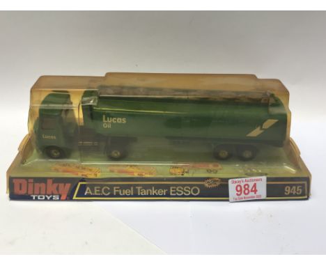 A Dinky Toys 945 AEC Fuel Tanker Esso, with blister pack box.