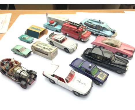 A collection of Dinky,corgi,matchbox playworn cars including Chitty,chittty bang bang.