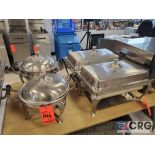 Lot of (4) asst stainless steel chafing dishes including (2) standard and (2) round