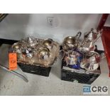 Lot of ass't stainless steel and sliver plated pitchers, creamers, and sugar bowls