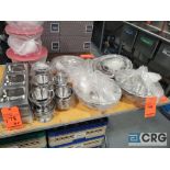 Lot of serving dishes, condiment trays, shrimp bowls, etc