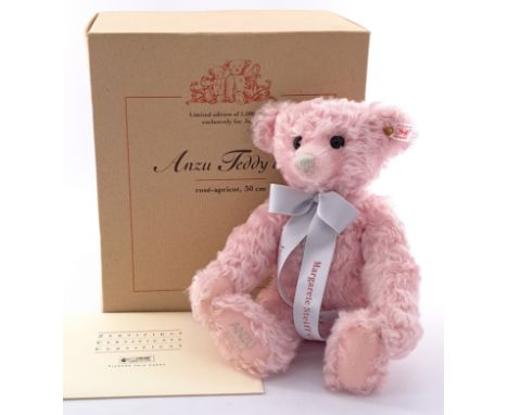 Steiff Anzu Teddy bear, white tag 676017, LE 1342/1500, Japanese exclusive 2004, mohair, with chest tag, certificate, Near Mi