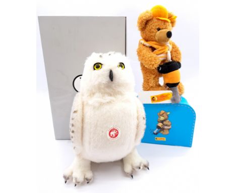 Steiff pair of teddy bears: (1) Harry Potter Hedwig owl, white tag 354854, LE 1500, 2017, alpaca / plush, chest tag, certific