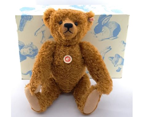 Steiff Johann teddy bear, white tag 036835 (slightly yellowed), LE 160/1500, mohair, with chest tag, certificate, Good to Goo