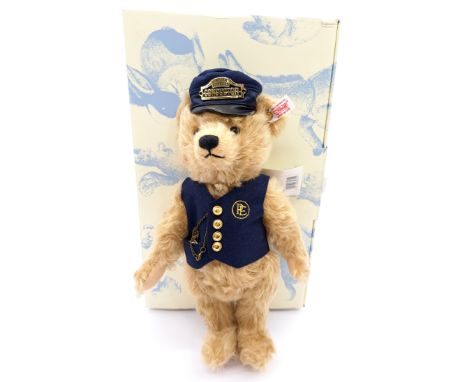 Steiff The Polar Express Conductor teddy bear, white tag 682315, LE 1500, 2013, North American Exclusive Edition, mohair, Exc