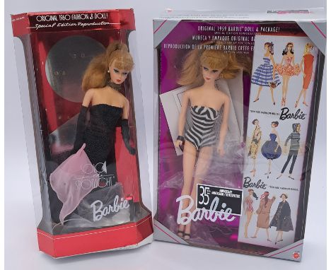 Pair of Mattel boxed Barbie dolls, including: (1) 35th Anniversary 1959 reproduction (1993) #11590, and (2) Solo in the Spotl