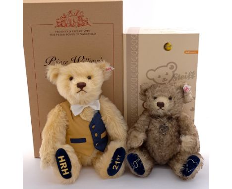 Steiff pair of Royal teddy bears, including: (1) Steiff Prince William's 21st Birthday Bear, exclusive for Peter Jones of Wak