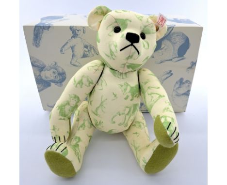 Steiff Teddy Bear Signature, white tag 037245, LE 2008, third in the Billboard Range, Maco satin, patterned with a subtle gre