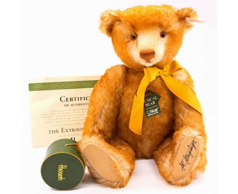 Steiff Harrods Musical Extravagance teddy bear, 1997, LE 2000, white tag 653179, mohair, chest tag, certificate, plays Shirle
