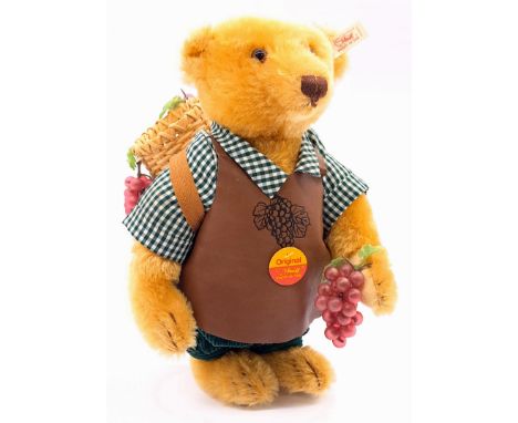 Steiff Winegrower Bear, German exclusive, mohair, LE 2000, white tag 670091, 12.5"/32cm; Good to Good Plus.