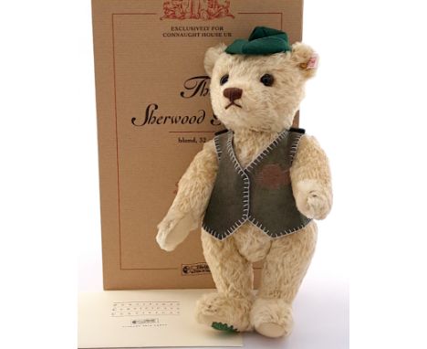Steiff The Sherwood Bear, white tag 661174, LE 82/1500, mohair, certificate, Near Mint, within Excellent Plus box, 13"/33cm.