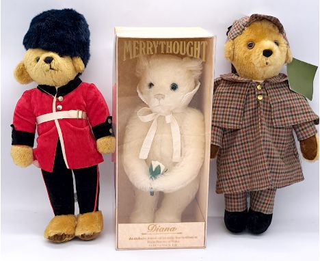 Merrythought trio of teddy bears, including: (1) Diana, LE 2500, tribute to Diana, Princess of Wales, with swing label certif