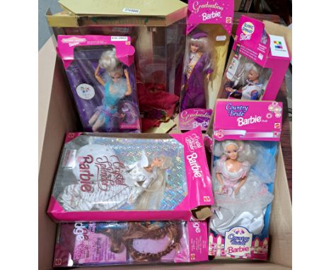 Collection of Mattel boxed Barbie dolls, including: #13614, #14589, #15139, #15136, #15646, #15123, #18501 and #16487; unchec