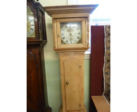 30 hour painted face pine longcase clock - James Vanstone, Holsworthy c1820