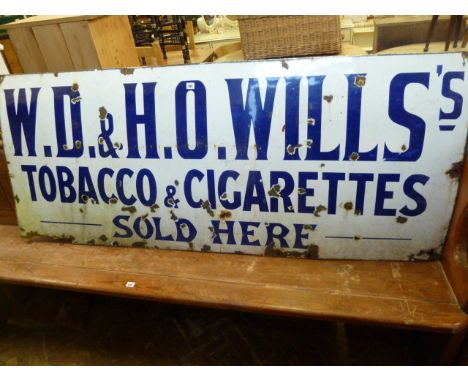 Large enamel advertising sign - W D & H O Wills's Tobacco & Cigarettes (72" x 30")