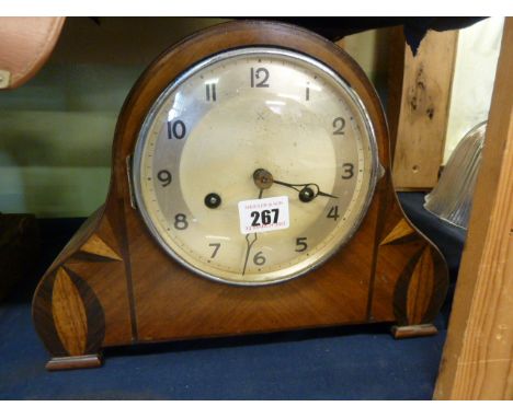 Walnut deco mantel clock 