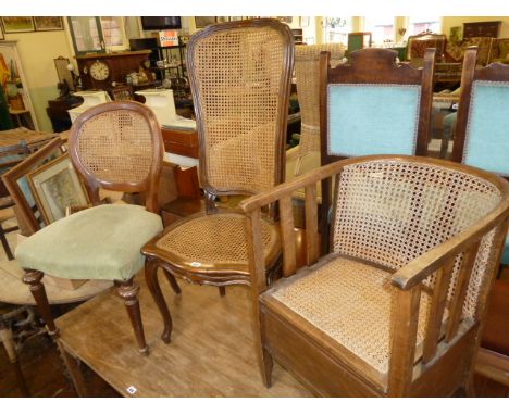 Cane seated chairs & commode (3) 
