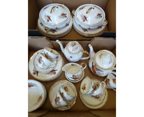 Sheridan pheasant pattern dinner & tea service (2 boxes)