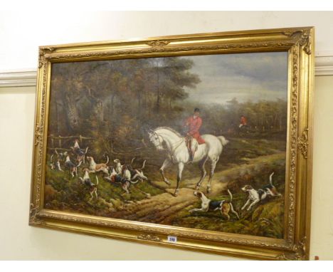 Oil on canvas - Fox Hunting scene (19th century style) 