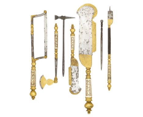 A SET OF SEVEN IMPLEMENTS FOR GARDENING OR HUNTING IN THE FRENCH STYLE OF THE SECOND HALF OF THE 16TH CENTURY, 19TH/20TH CENT