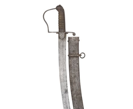 A RARE 1796 PATTERN MYSORE HORSE OFFICER'S SWORD, EARLY 19TH CENTURY of regulation type, the blade etched with scrolling foli