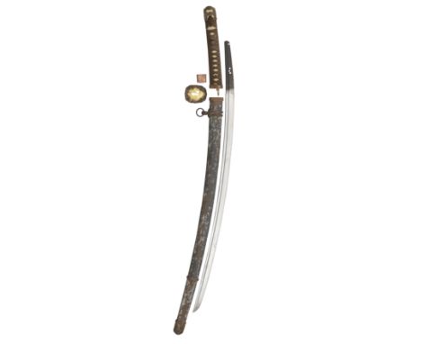 A KOTO TACHI Sugata (configuration):  A slender tachi blade with bo-hi, koshi-zori and ko-kissaki Kitae (forging pattern):  A
