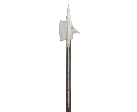 A FINE SWISS HALBERD OF SO-CALLED SEMPACH TYPE, THIRD QUARTER OF THE 17TH CENTURY, PROBABLY ZURICH  with reinforced terminal 
