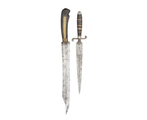 TWO ITALIAN HUNTING DAGGERS, SECOND HALF OF THE 18TH CENTURY, SARDINIA OR NAPLES the first with tapering double-edged fullere