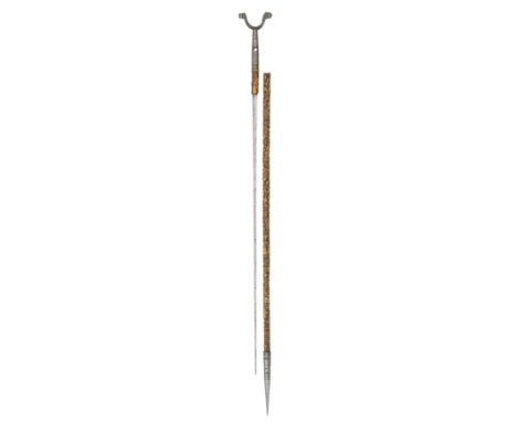 **A RARE SCANDINAVIAN COMBINED RAPIER AND MUSKET REST, 17TH CENTURY, PROBABLY NORWEGIAN with long slender tapering blade of f