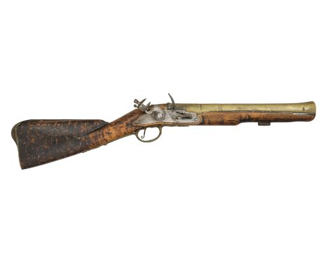 A FLINTLOCK BLUNDERBUSS BY HENRY (1) KIRBY, CIRCA 1690 with brass barrel formed in three stages, flaring towards the muzzle, 