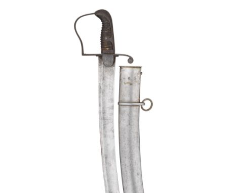 A 1796 PATTERN LIGHT CAVALRY OFFICER'S SWORD of regulation type, with curved blade broadening and double-edged towards the ti