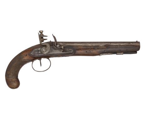 AN 18 BORE FLINTLOCK OFFICER'S PISTOL BY DAWES, PRIVATE PROOF MARKS, CIRCA 1800 with rebrowned octagonal sighted barrel inscr