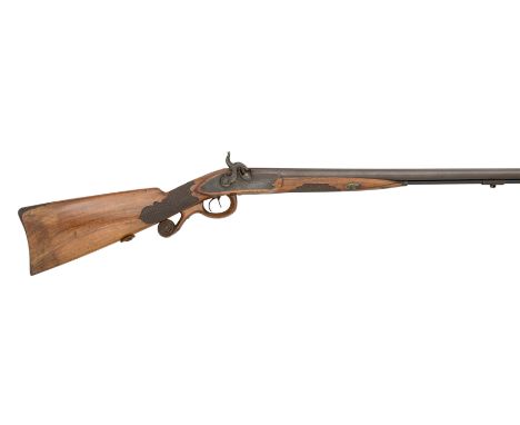A 22 BORE D.B. BAVARIAN SPORTING GUN BY RIEGER IN MÜNCHEN, CIRCA 1835  with French barrels fitted with silver fore-sight on t