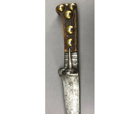 A HUNTING DAGGER IN SAXON 16TH CENTURY STYLE, 19TH CENTURY with robust single-edged blade, perhaps earlier, struck with three