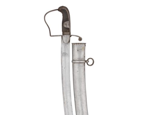 A 1796 PATTERN LIGHT CAVALRY TROOPER'S SWORD of regulation type, with curved blade broadening towards the tip, stamped 'Woole