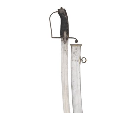 A 1788 PATTERN LIGHT CAVALRY SABRE of regulation type, with curved fullered blade double-edged towards the tip, etched 'Gill 