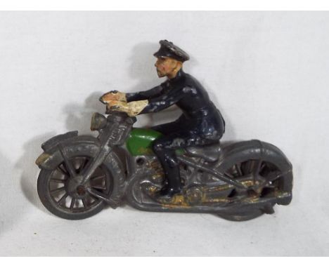 John Hill & Co / Johillco - an early period hollowcast toy motorbike and rider
