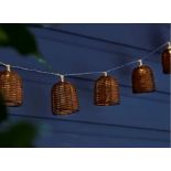 Zinc Solar Rattan Lantern Solar-Powered Warm White 10 LED Lights RRP £14.99 ea L13b
