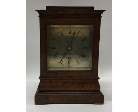 A good mahogany mantle clock with silvered dial and glazed sides on bracket feet. By Arnold of London. Est. £600 - £800.