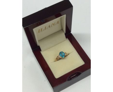 A diamond mounted nine stone ring in 18 carat gold claw mount. Approx. 4.7 grams. Est. £50 - £80.