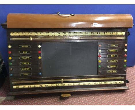 VINTAGE WRIGHT & CO STYLE BILLARDS/SNOOKER SCORE MARKER WITH OVERHEAD LIGHT 115CM W X 67CM H APPROX