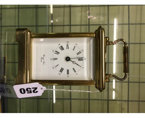 BONNARD FRERES BRASS CASED CARRIAGE CLOCK WITH KEY