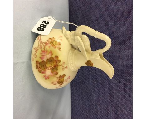 ROYAL WORCESTER SQUAT FLORAL PAINTED JUG, PUCE MARK TO UNDERSIDE NUMBERED 1048 11CM H APPROX