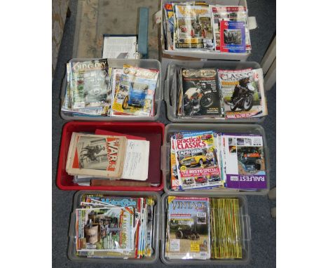 A large collection (in seven boxes) car, motorcycle, traction engine etc., related magazines