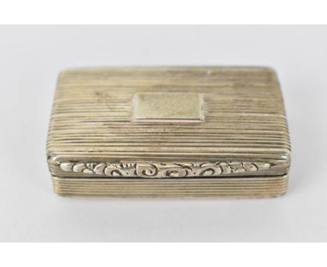 An early Victorian silver snuff box by Francis Clark, Birmingham 1839, with ribbed ornament, floral handle/clasp and initiall