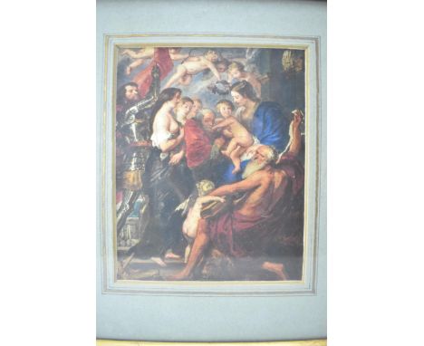 19th Century Italian School - allegorical scene with Mary and baby Jesus, watercolour, 19.5cm x 15.5cm, framed and glazed. Co