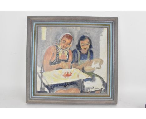 Harold Dearden (1888-1962)  An oil on board entitled 'Sketch the Needlepoint', 27.5 x 26cm, framed, the other 'The Rites of S