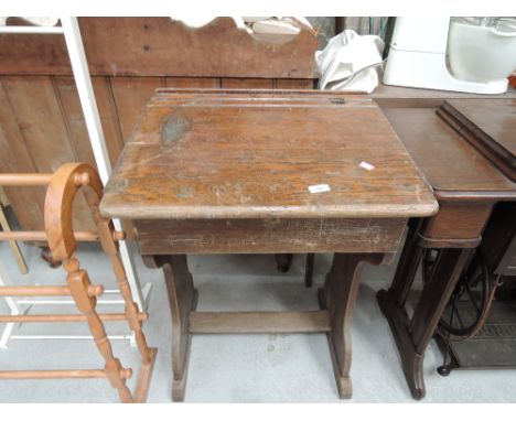 A vintage oak school desk